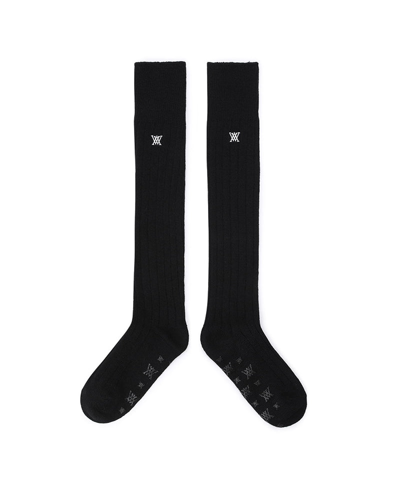 Women's Wool Over Knee High Socks - Black