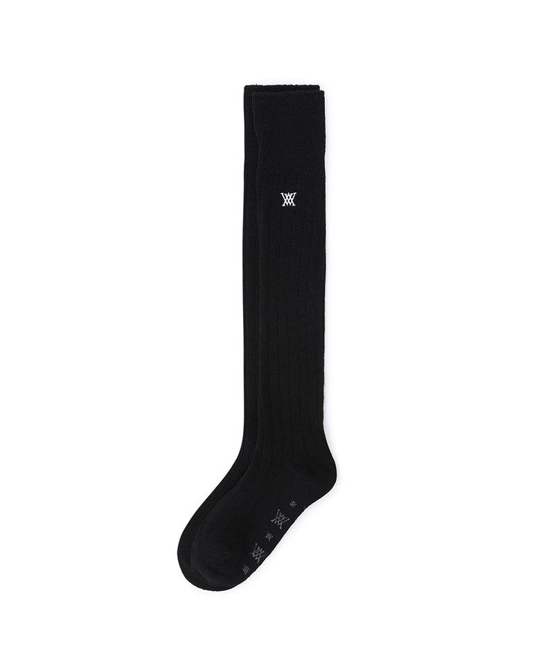 Women's Wool Over Knee High Socks - Black
