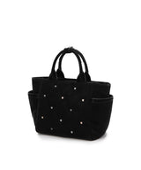 Black twinkle quilted golf tote bag, detail view