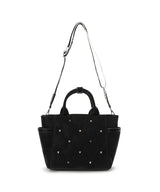 Black twinkle quilted golf tote bag, side view