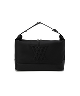 ANEW black nylon shoulder bag with embossed WA logo and top handle