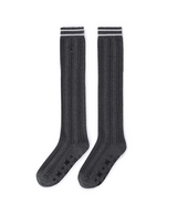 Women's Shiny Knee Socks - Dark Grey