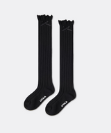 UTAA Women's Laurel Frill Ribbon Knee Socks - Black