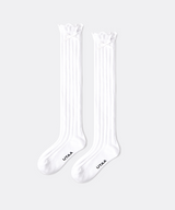 UTAA Women's Laurel Frill Ribbon Knee Socks - White