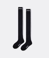 UTAA Women's Muted Shade Color Line Over Knee Socks - Black