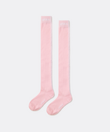 UTAA Women's Muted Shade Color Line Over Knee Socks - Light Pink