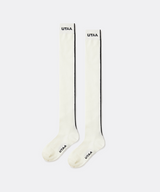 UTAA Women's Muted Shade Color Line Over Knee Socks - White