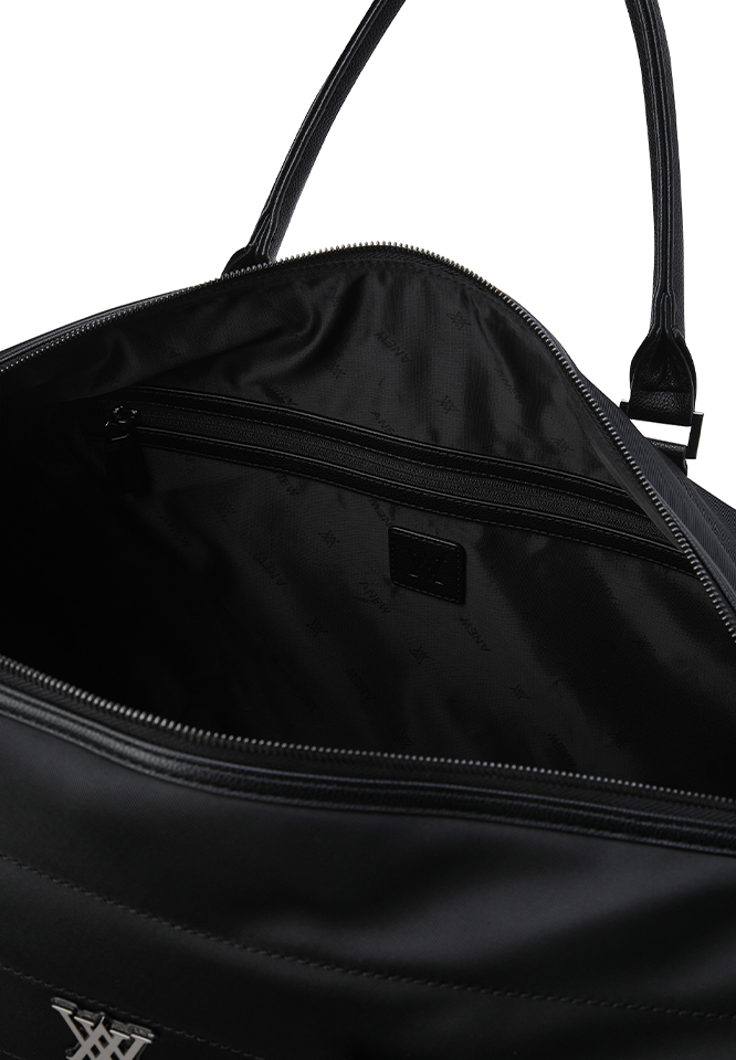 Unisex Fabric Mix Boston Bag - Black