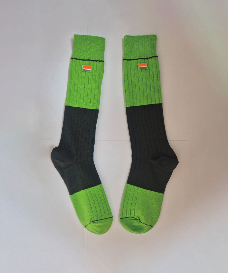 Orange Label Color Blocking Knee Socks - 4 Colors