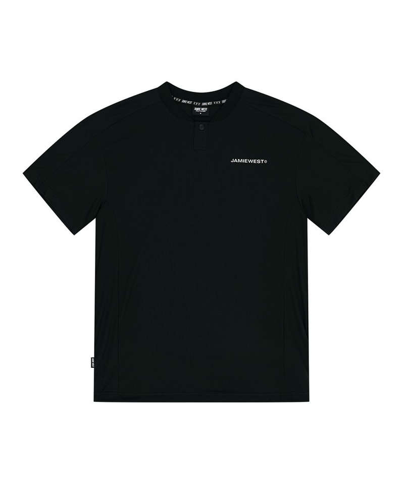 Jamie West Logo Performance Henley Collar T-Shirts - Black
