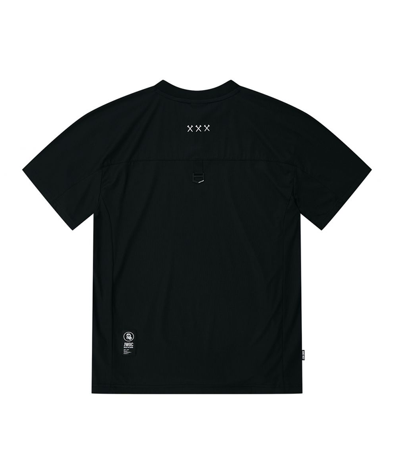 Jamie West Logo Performance Henley Collar T-Shirts - Black