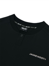 Jamie West Logo Performance Henley Collar T-Shirts - Black