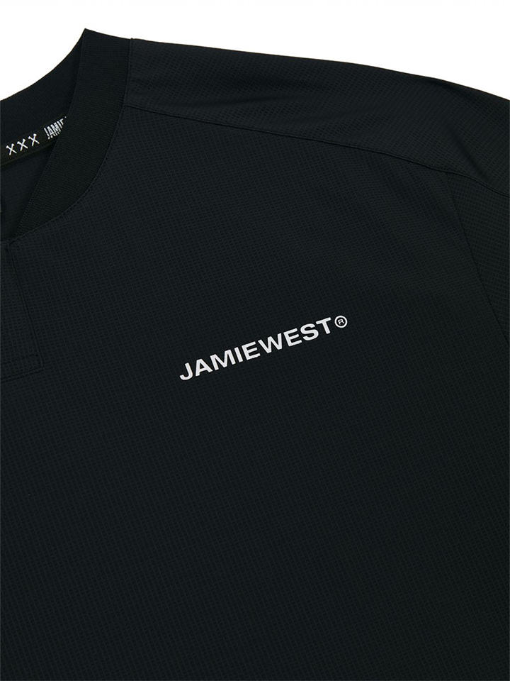 Jamie West Logo Performance Henley Collar T-Shirts - Black