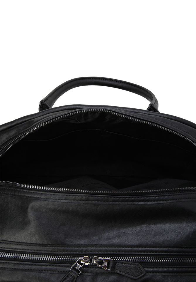 Uni Vintage Leather Boston Bag - Black