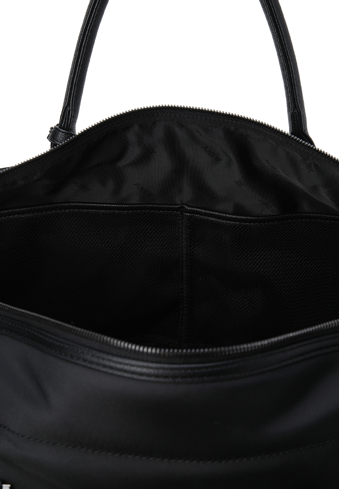 Unisex Fabric Mix Boston Bag - Black