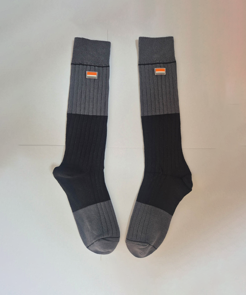 Orange Label Color Blocking Knee Socks - 4 Colors