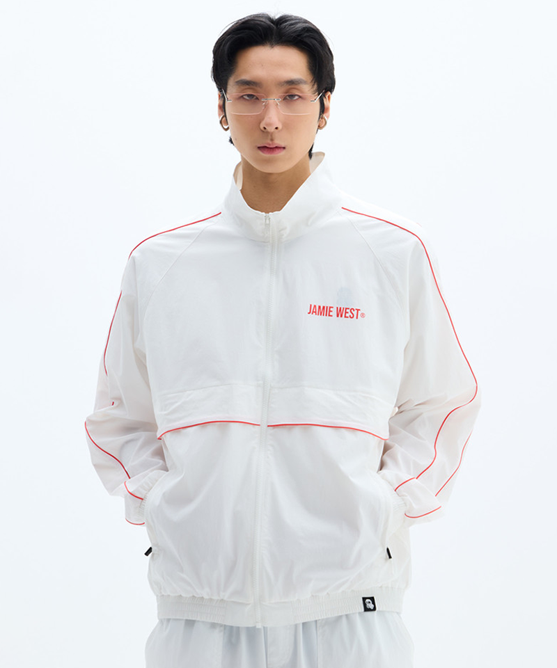 Jamie West No.9 High-Neck Packable Windbreaker - White