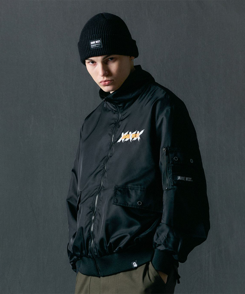 Jamie West Stand Collar Windbreaker - Black