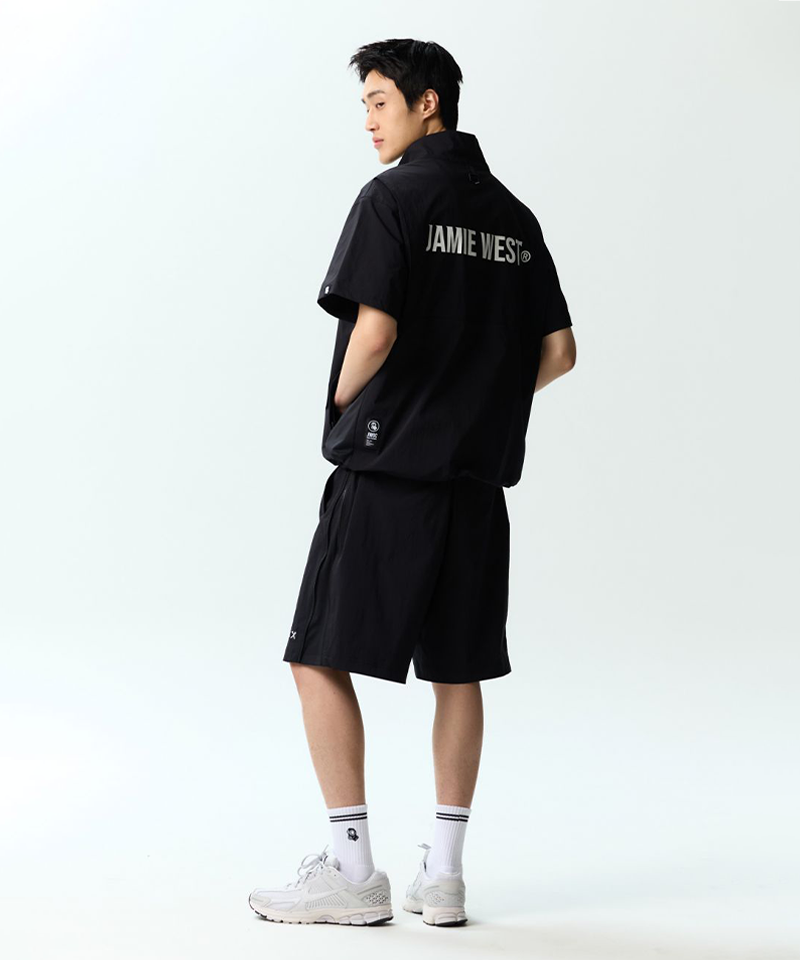 Jamie West Half Zip-up Ventilation Stand Collar P-Shirts - Black