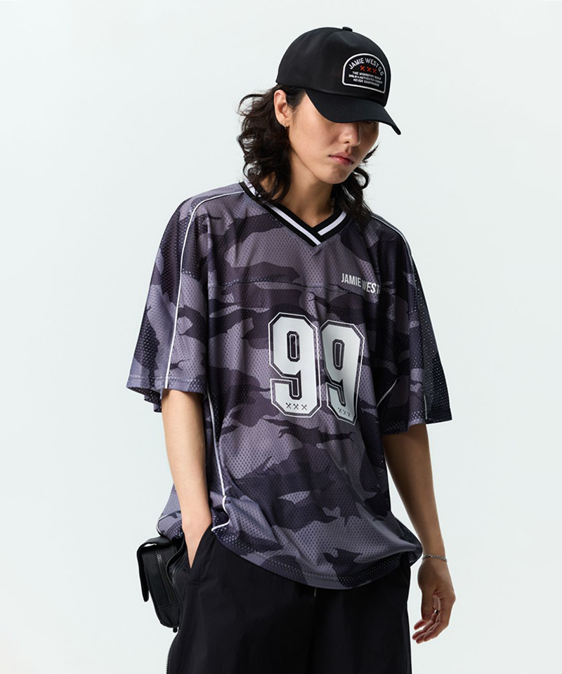 Jamie West No.99 Vneck Mesh Camo T-Shirts - Black