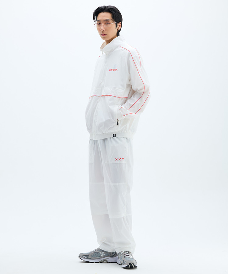 Jamie West No.9 High-Neck Packable Windbreaker - White