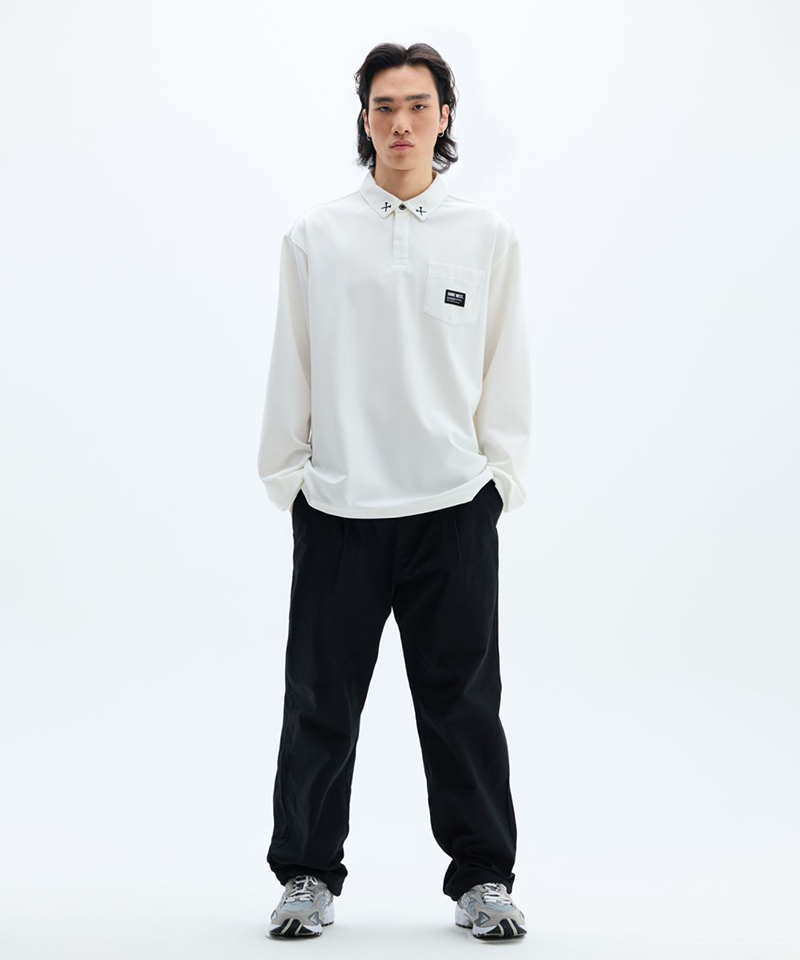 Jamie West Woven Pocket Point Collar T-Shirts - White