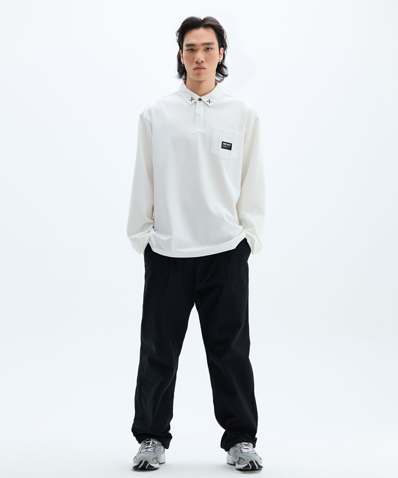 Jamie West Woven Pocket Point Collar T-Shirts - White