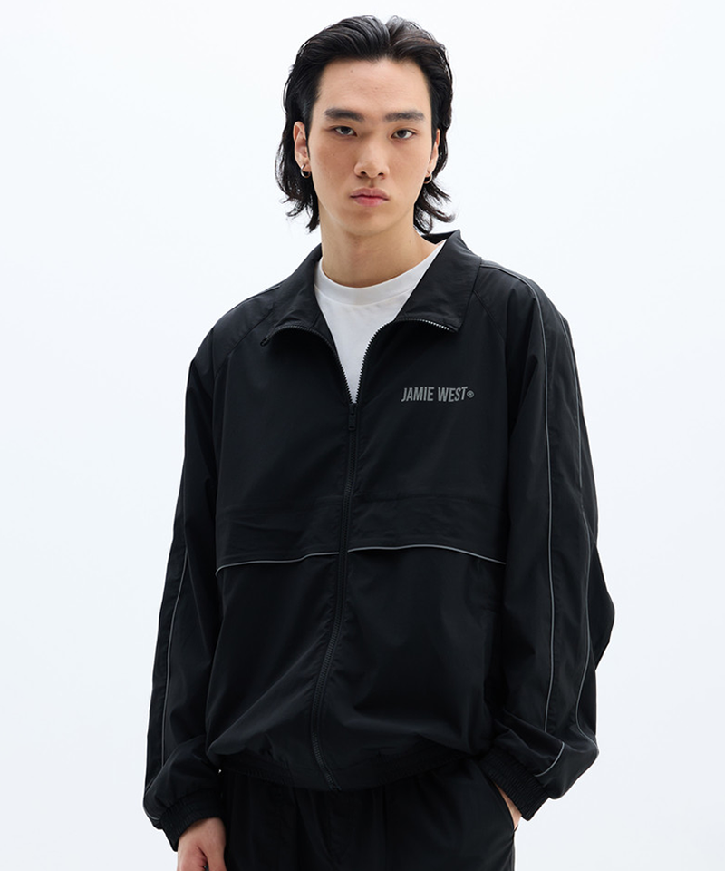 Jamie West No.9 High-Neck Packable Windbreaker - Black