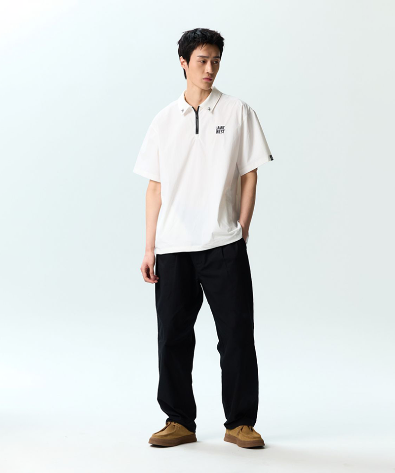 Jamie West Nylon Half Zip-up Ventilation P-Shirts - White