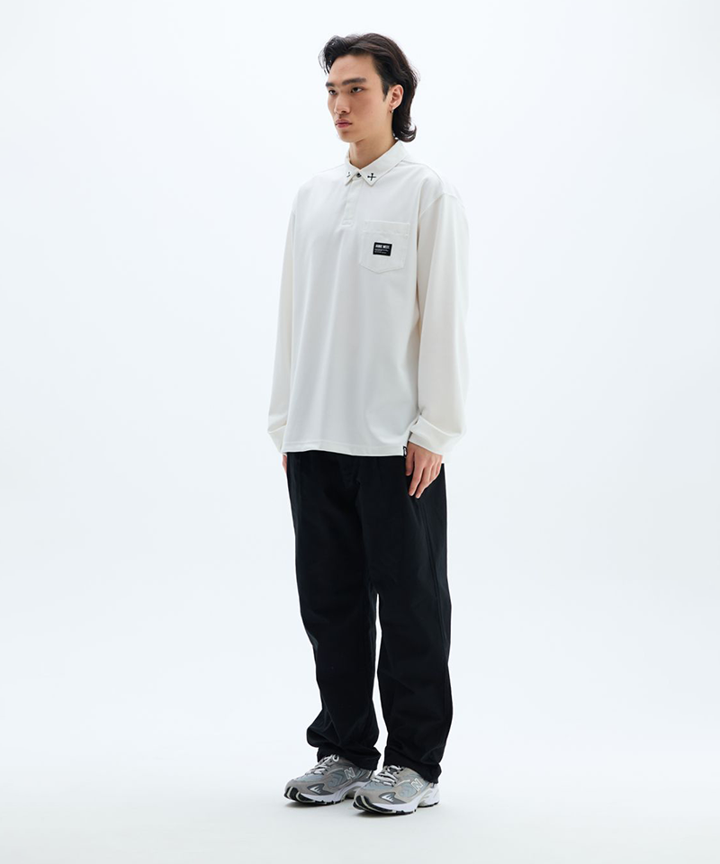 Jamie West Woven Pocket Point Collar T-Shirts - White