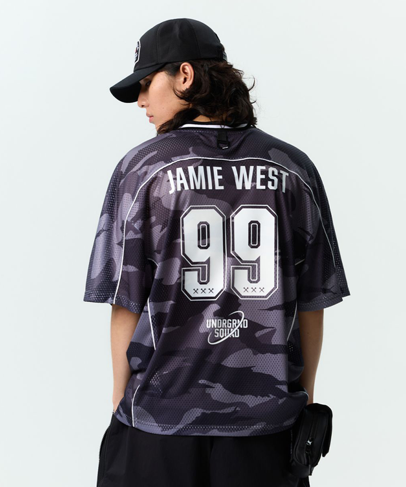 Jamie West No.99 Vneck Mesh Camo T-Shirts - Black
