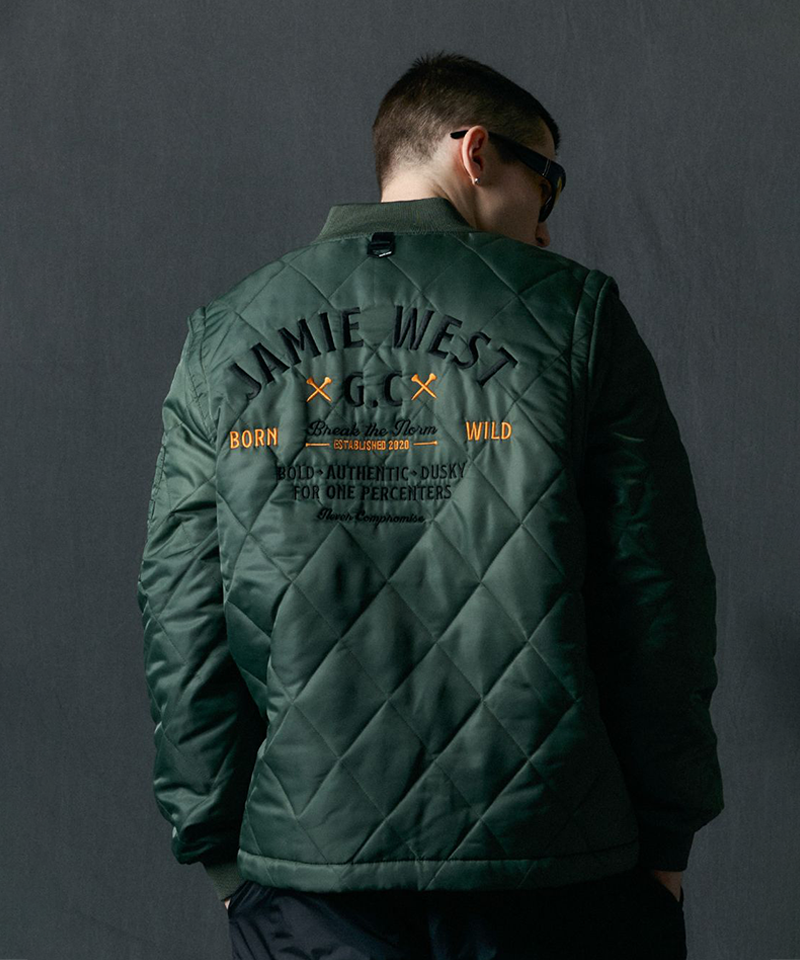 Jamie West Lettering Quilted Detachable Jumper - Green
