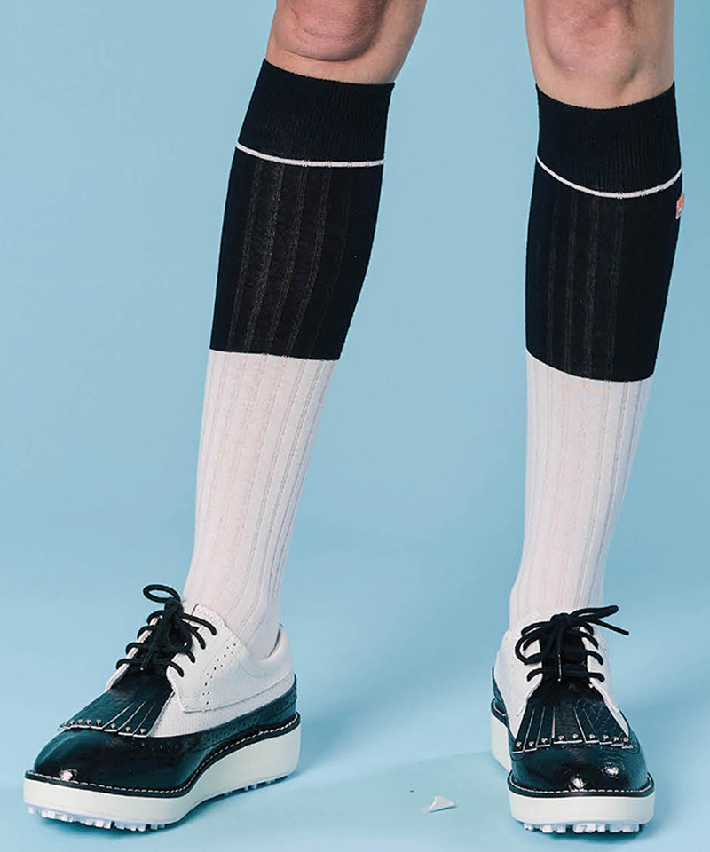Orange Label Color Blocking Knee Socks - 4 Colors