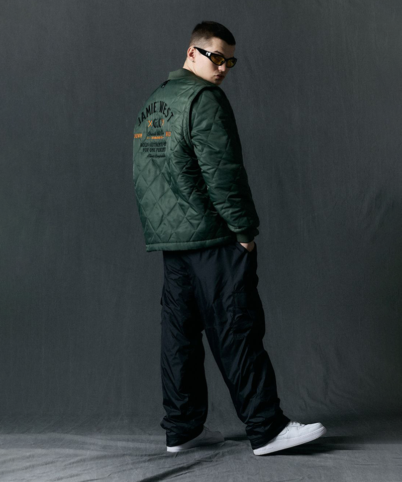 Jamie West Lettering Quilted Detachable Jumper - Green