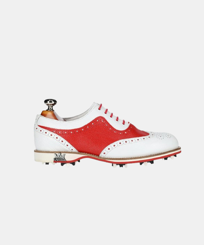 red and white dress shoes for women Red Women's Wingtip Oxfords in Vegan Leather with Round Toe and Lace-Up Closure