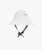 CREVE NINE: Women's Logo Strap Bucket Hat - White