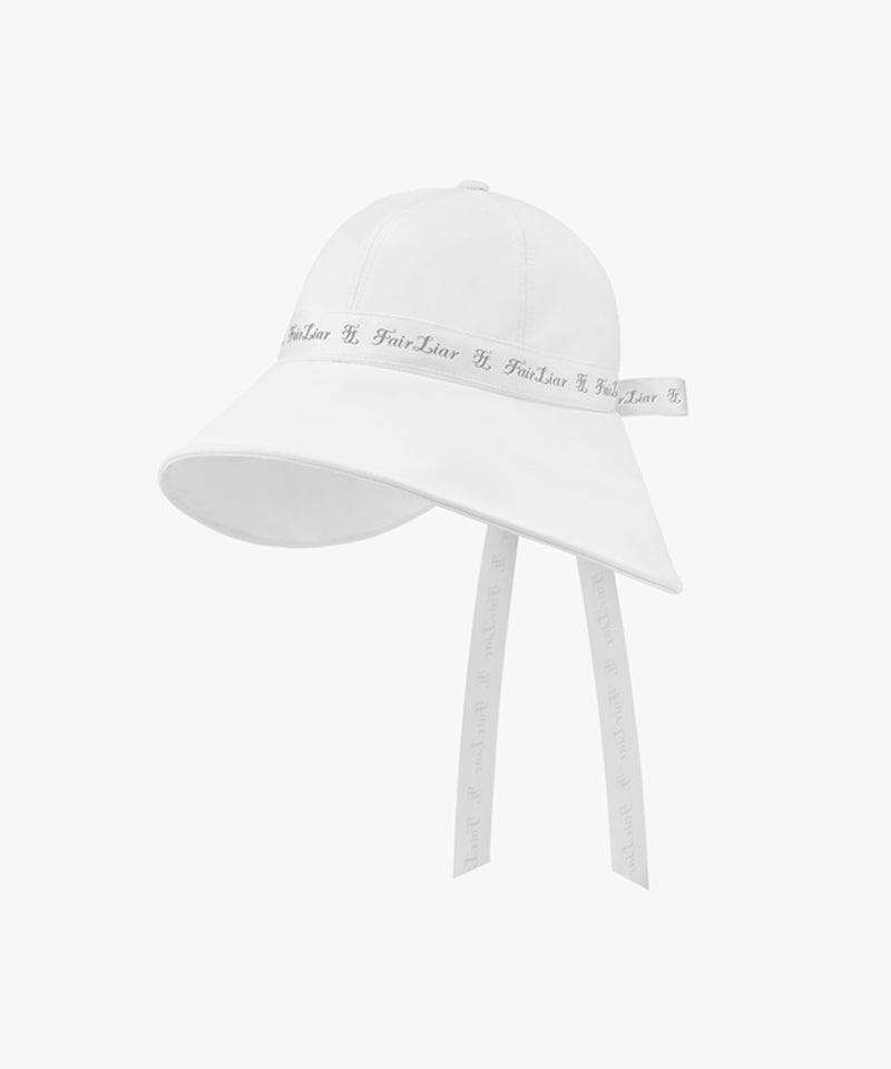 FAIRLIAR Logo Tape Wide Bucket Hat - White