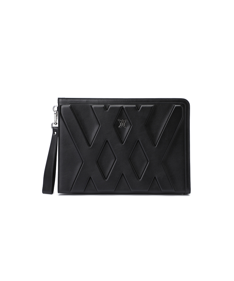 Uni Logo Intaglio Clutch - Black