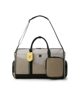 Unisex Fabric Mix Boston Bag - Beige
