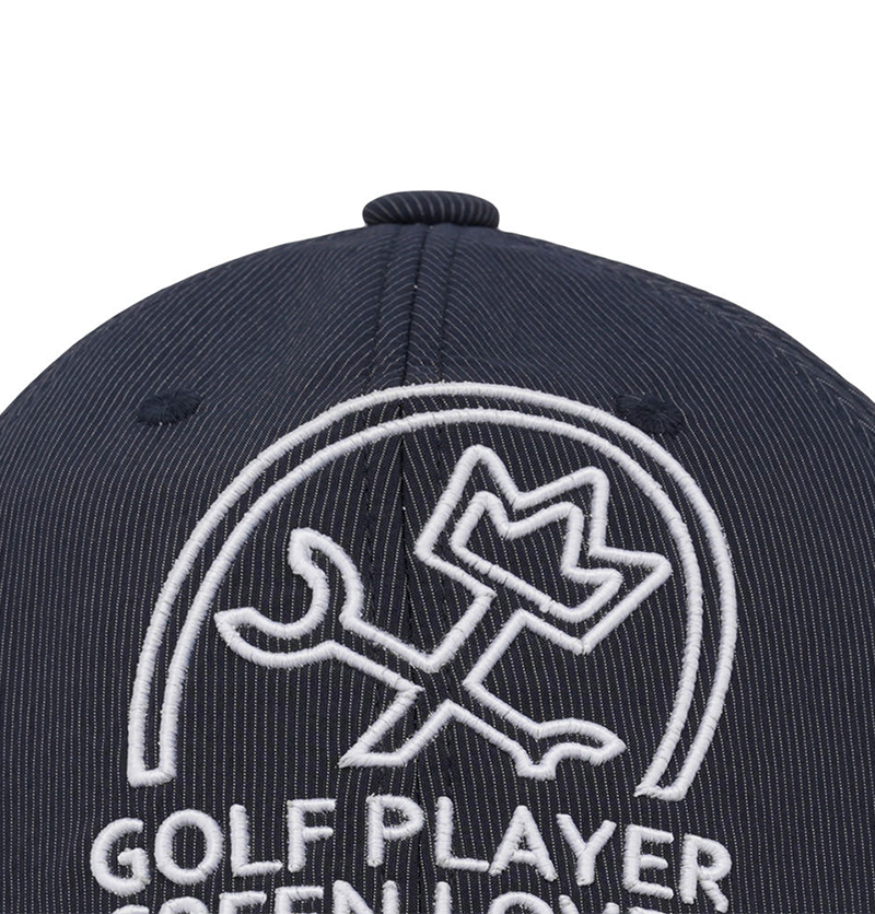 Castelbajac Men's Stripe Slogan Embroidery Point Ball Cap - Navy