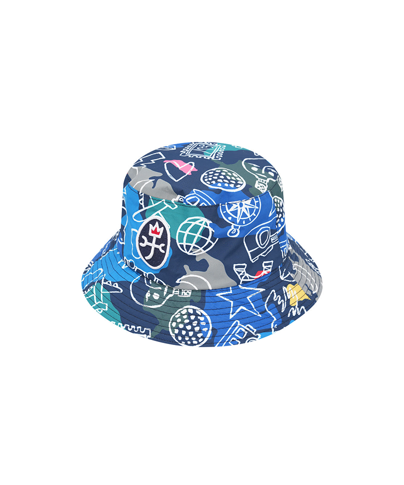 Castelbajac Women's Pattern Waterproof Bucket Hat - Navy