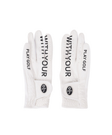 Castelbajac Women's Synthetic Leather Slogan Two-Handed Gloves - White