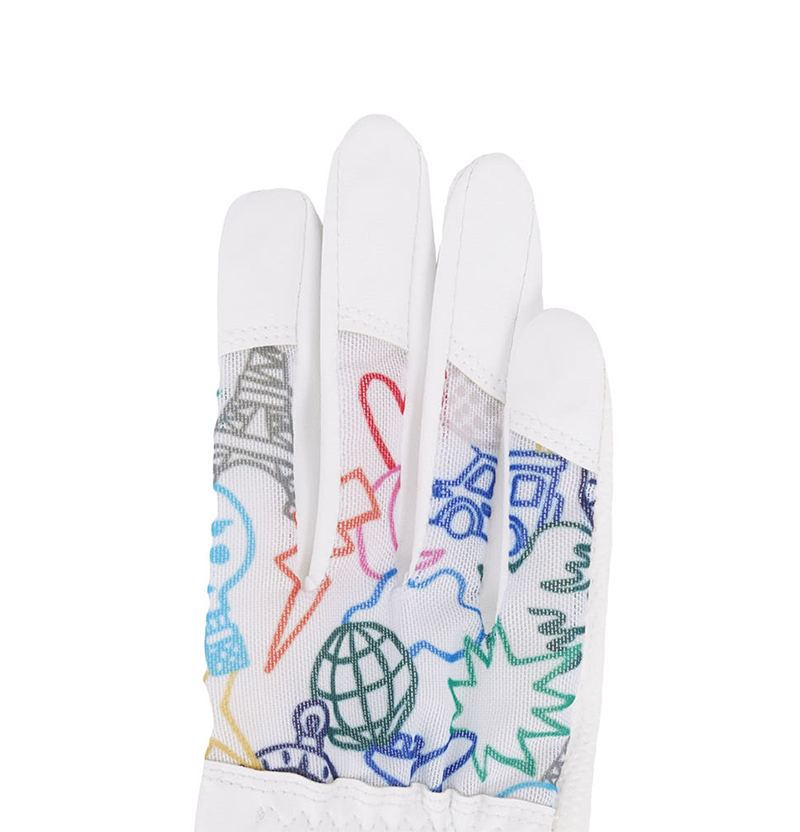 Castelbajac Women's Printed Perforated Gloves - White