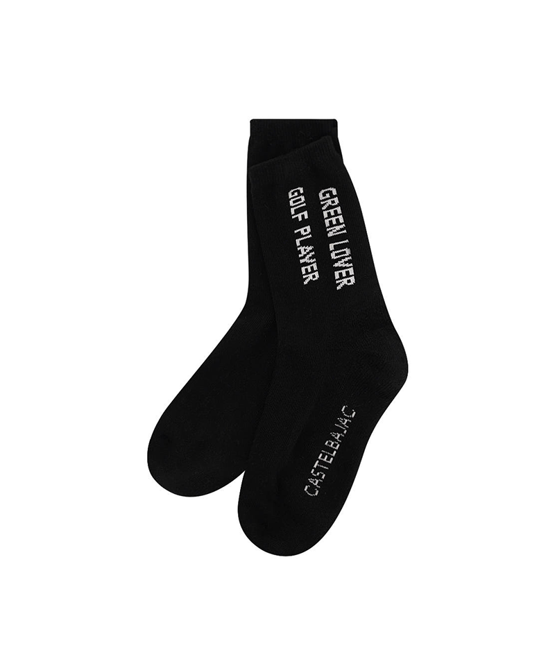 Castelbajac Men's Season Slogan Point Long Socks - Black