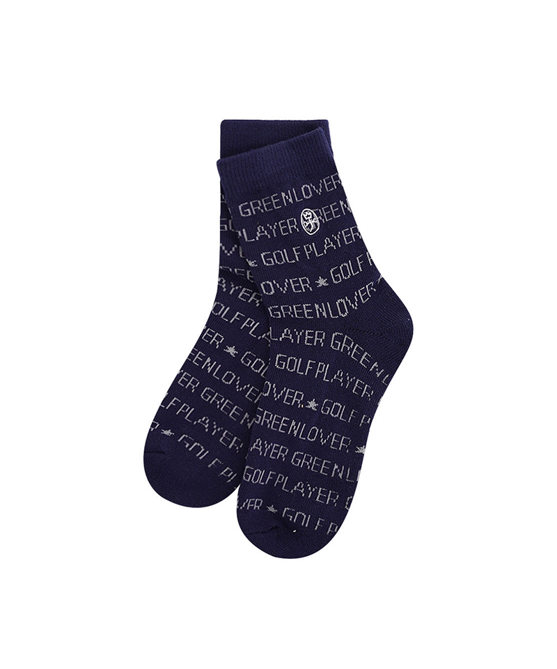 Castelbajac Men's Lettering Pattern Point Mid-calf Socks - Navy