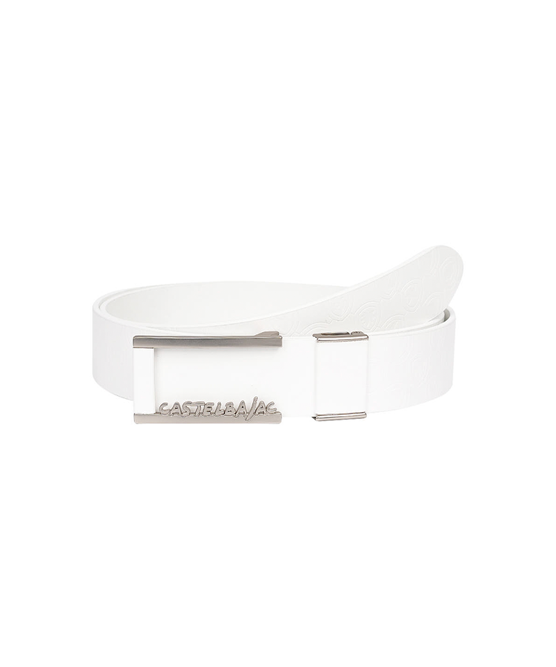 Castelbajac Men's Embossed Buckle Belt - White