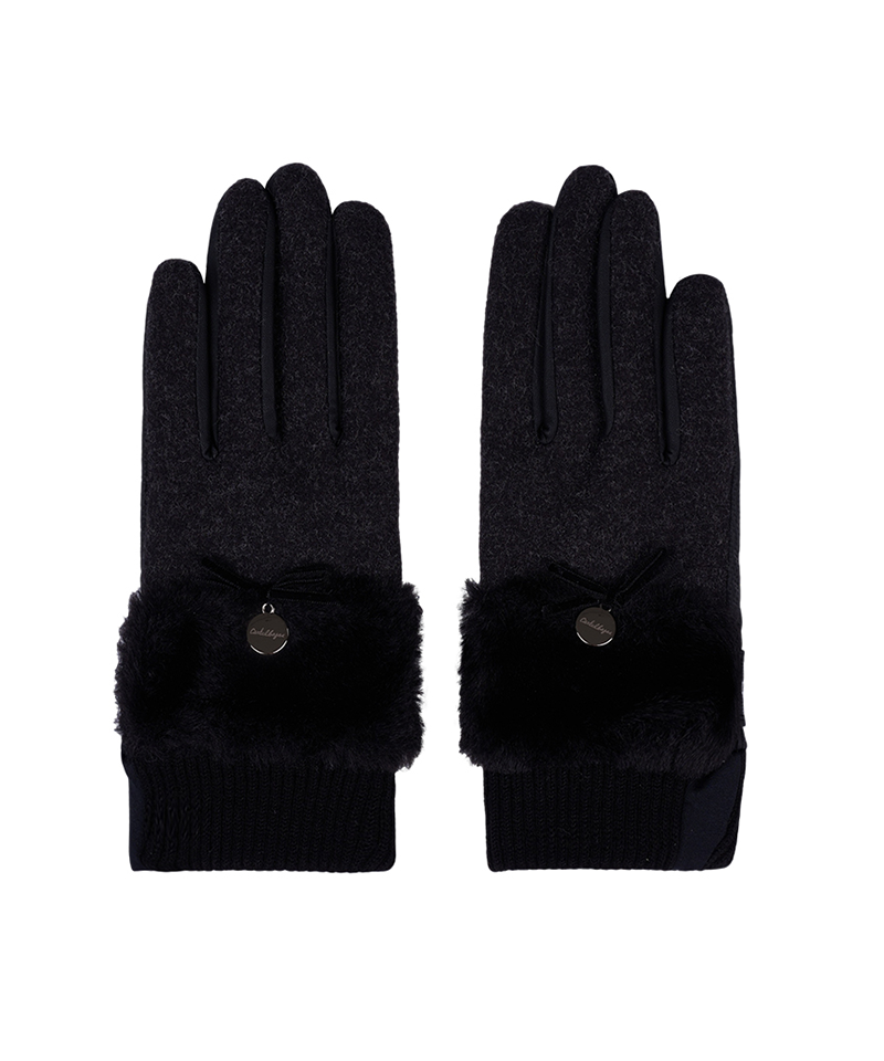 Castelbajac Women's Ribbon Point Fleece Winter Gloves - Charcoal