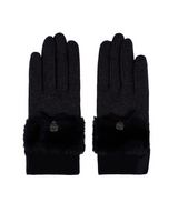 Castelbajac Women's Ribbon Point Fleece Winter Gloves - Charcoal