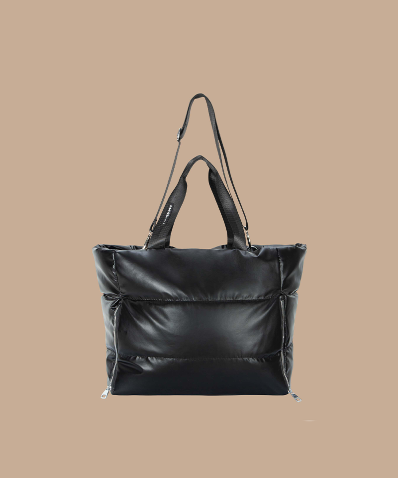 Black Label Glossy Padded Support Tote & Shoulder Bag - 2 Colors