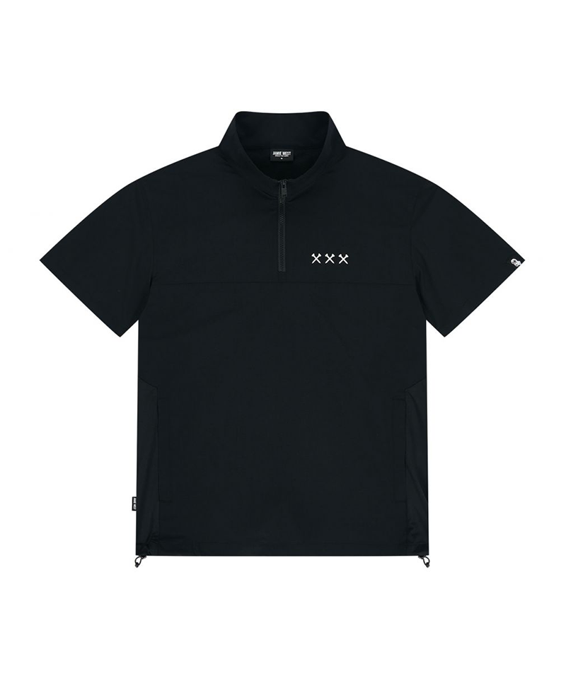 Jamie West Half Zip-up Ventilation Stand Collar P-Shirts - Black